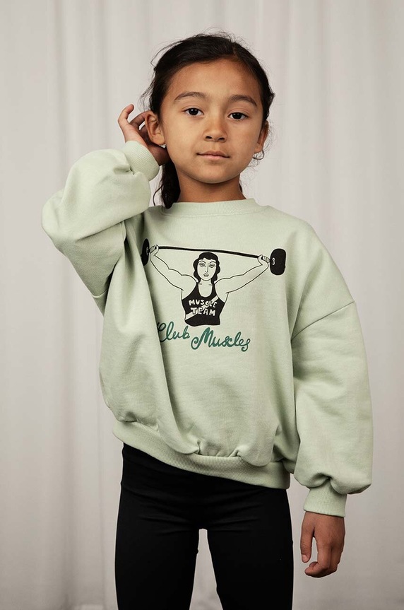 Mini Rodini bluza bawełniana dziecięca Club muscles nadruk zielony 2422014475