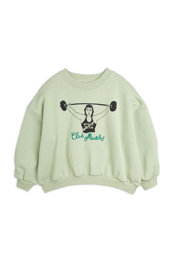 Mini Rodini bluza bawełniana dziecięca Club muscles 2422014475 zielony SS24