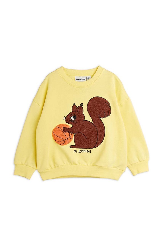 Dětská bavlněná mikina Mini Rodini Squirrel bez kapuce žlutá 2422015423