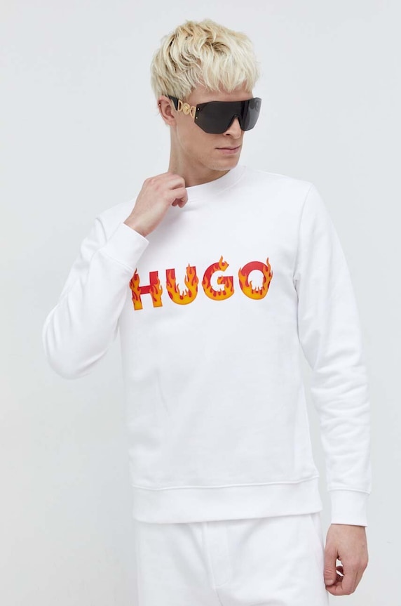 Pamučna dukserica HUGO bijela 50504813