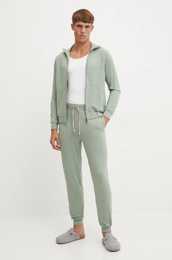 BOSS rozepínací mikina pánská bavlněná s elastanem Mix&Match Jacket Z 50515307 zelená SS26