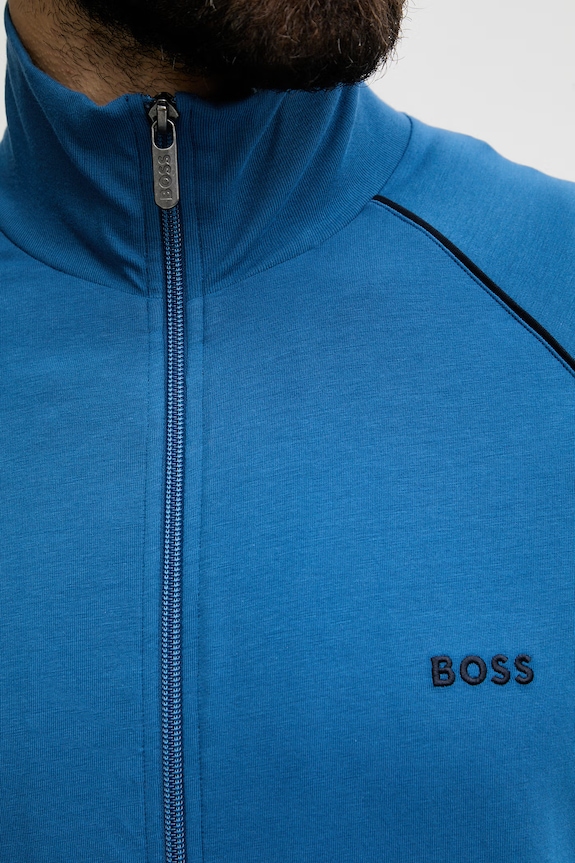 BOSS hanorac cu fermoar bărbătesc din bumbac cu elastan Mix&Match Jacket Z 50515307 albastru