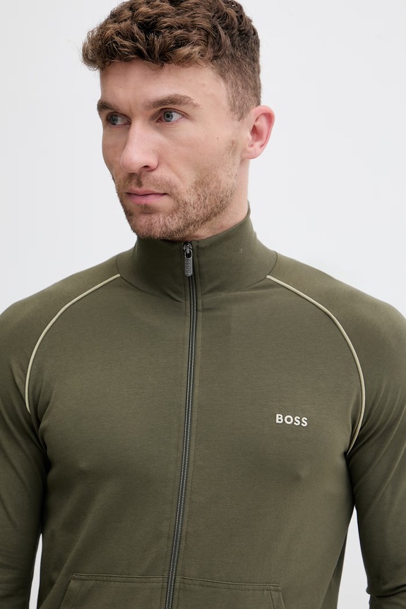 BOSS кофта на замке для мужчин из хлопка с эластаном Mix&Match Jacket Z зелёный 50515307