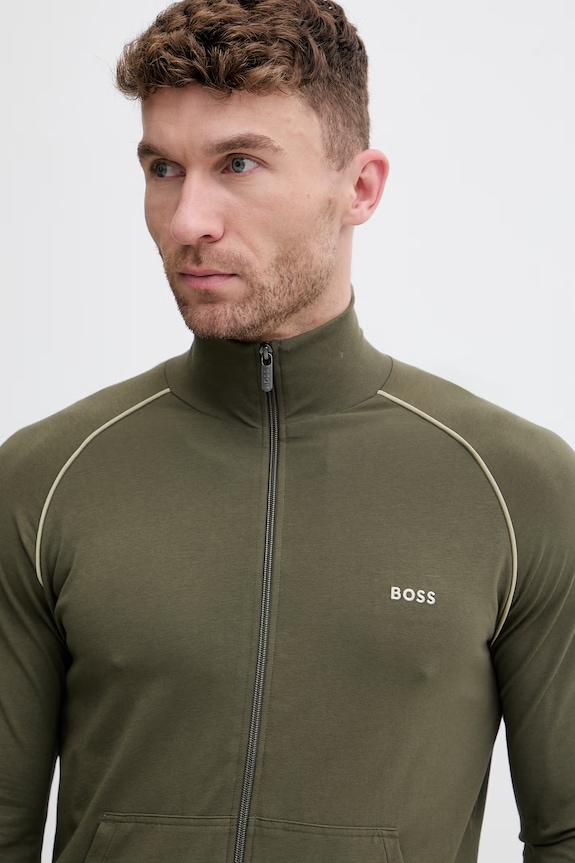BOSS кофта на замке для мужчин из хлопка с эластаном Mix&Match Jacket Z зелёный 50515307