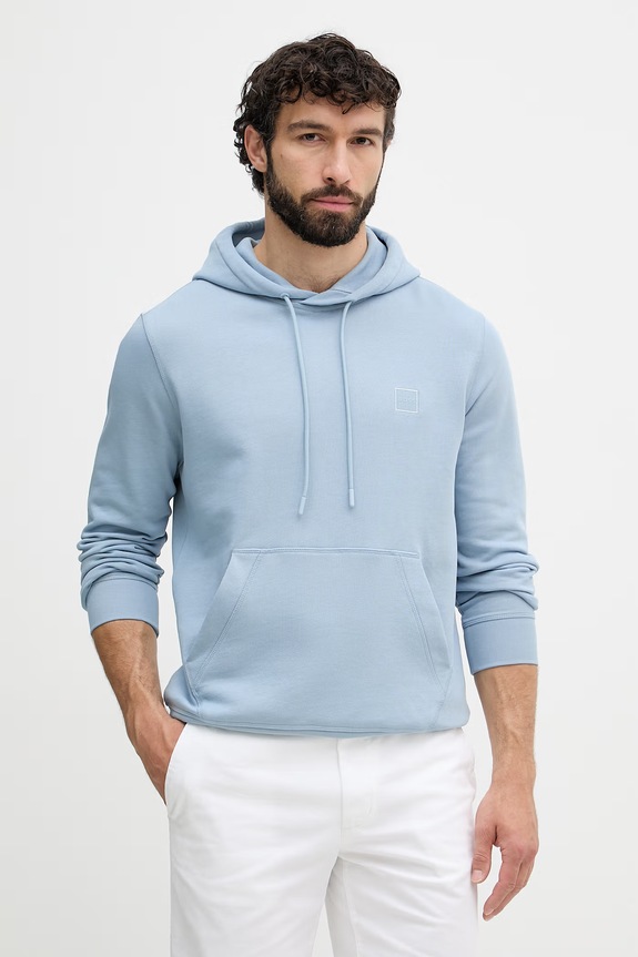 BOSS Orange μπλούζα με κουκούλα ανδρική βαμβακερή Wetalk μπλε 50509314