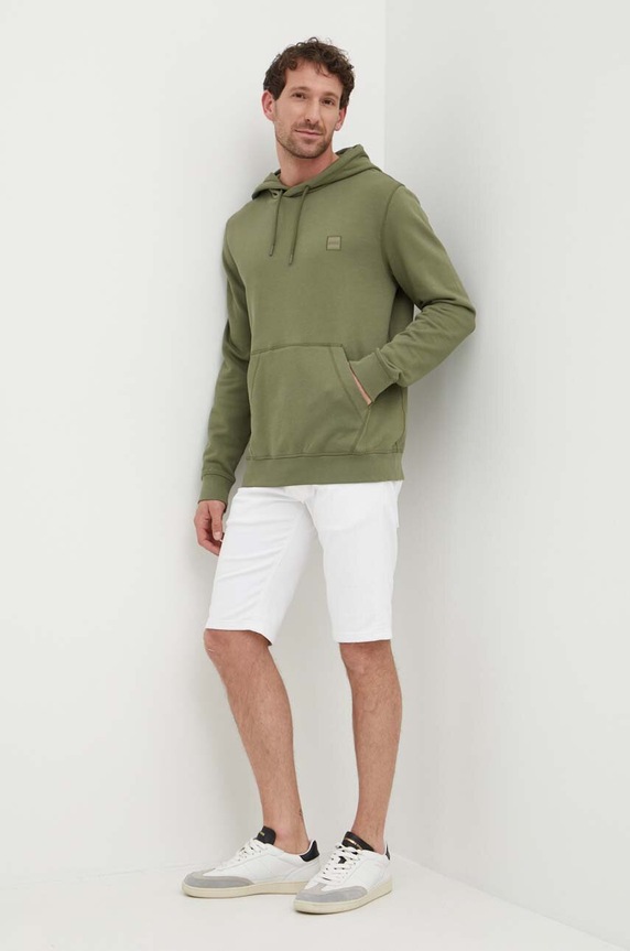 BOSS Orange bluza z kapturem męska bawełniana Wetalk 50509314 zielony AA00