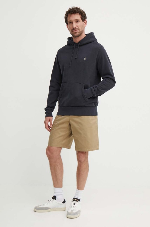 Polo Ralph Lauren mikina s kapucňou pánska bavlnená 710916690 tmavomodrá SS26
