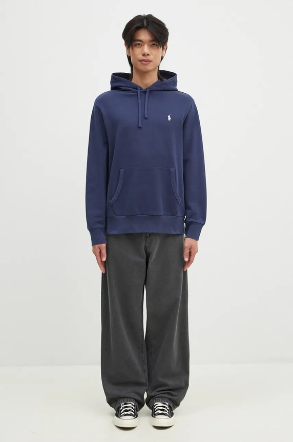 Polo Ralph Lauren hanorac cu glugă pentru bărbați din bumbac 710916690 bleumarin