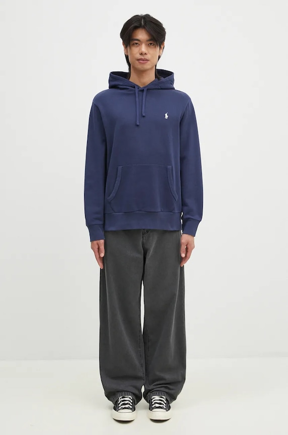 Polo Ralph Lauren hanorac cu glugă pentru bărbați din bumbac 710916690 bleumarin