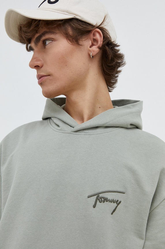 Bavlněná mikina Tommy Jeans zelená DM0DM17990