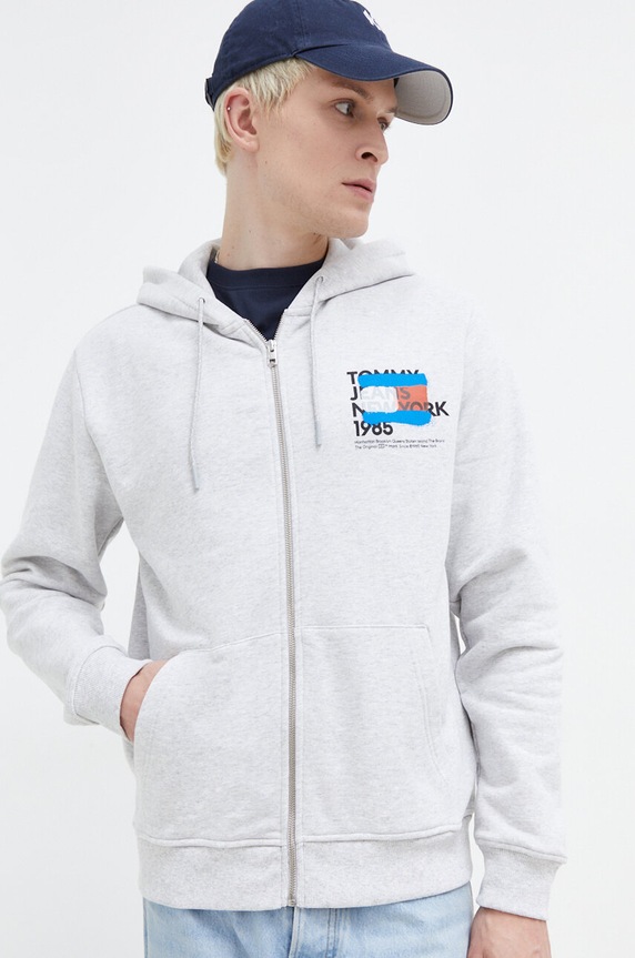 Tommy Jeans bluza z kapturem szary DM0DM18397