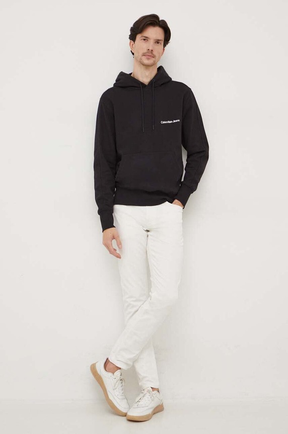 Βαμβακερή μπλούζα Calvin Klein Jeans J30J324620 μαύρο SS24