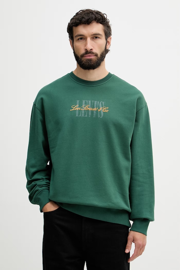 Levi's dukserica za muškarce s pamukom RELAXD GRAPHIC CREW zelena 38712