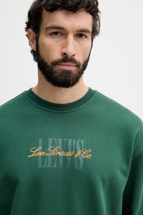 Levi's dukserica za muškarce s pamukom RELAXD GRAPHIC CREW zelena 38712