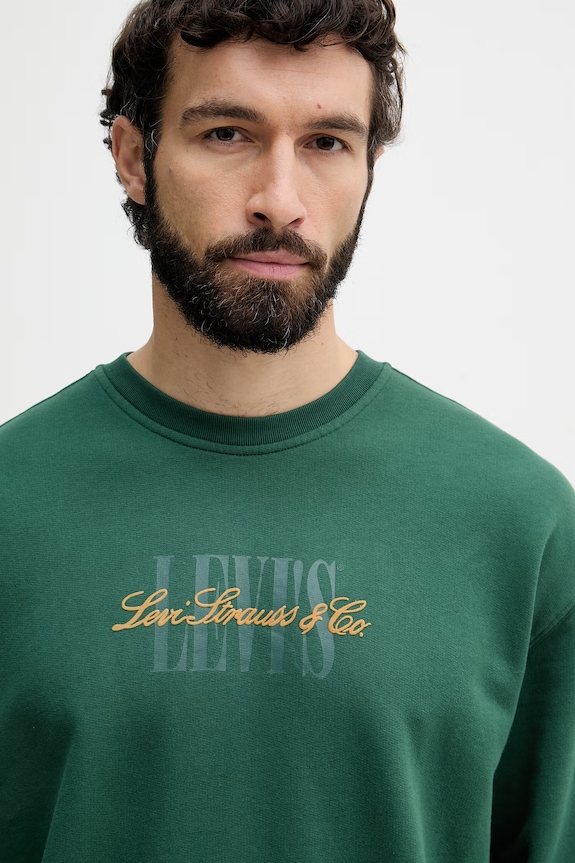 Levi's dukserica za muškarce s pamukom RELAXD GRAPHIC CREW zelena 38712