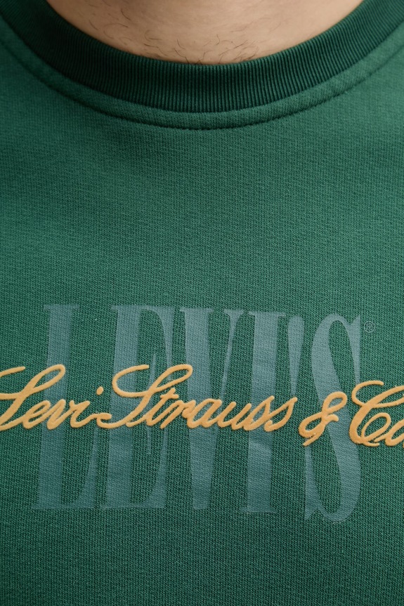 Levi's dukserica za muškarce s pamukom RELAXD GRAPHIC CREW 38712 zelena