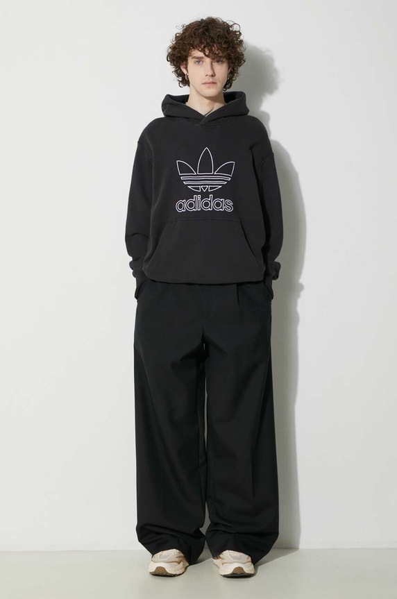Памучен суичър adidas Originals Trefoil Hoodie IU2373 черен SS24