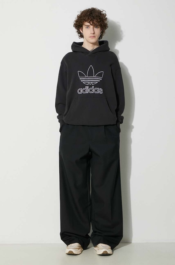 Памучен суичър adidas Originals Trefoil Hoodie IU2373 черен SS24