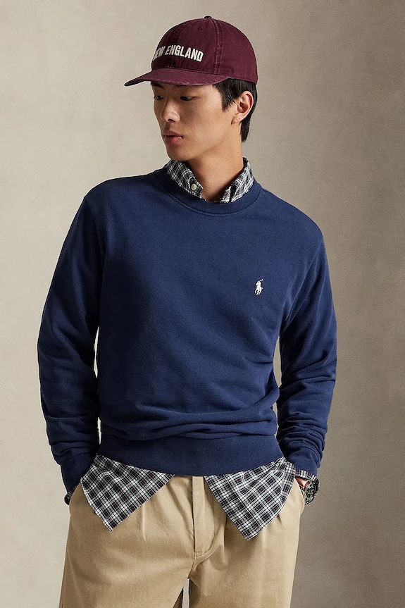 Βαμβακερή μπλούζα Polo Ralph Lauren βαμβάκι σκούρο μπλε 710916689