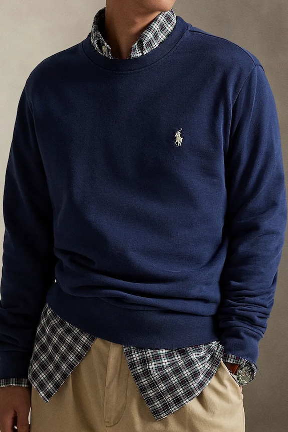 Βαμβακερή μπλούζα Polo Ralph Lauren σκούρο μπλε 710916689