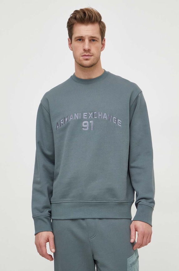 Armani Exchange bluza bawełniana aplikacja zielony 3DZMLK.ZJ4XZ