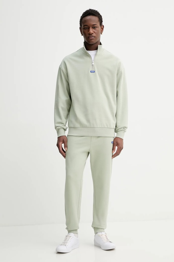 HUGO Blue hanorac bărbați din bumbac Neeler 50522367 verde SS26