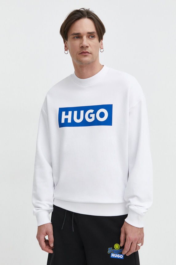 HUGO Blue bluza bawełniana nadruk biały 50522375