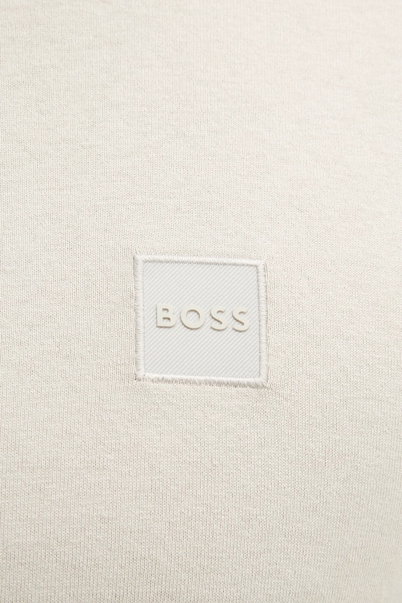 Bavlněné tričko s dlouhým rukávem BOSS Orange Tacks 50512111 béžová