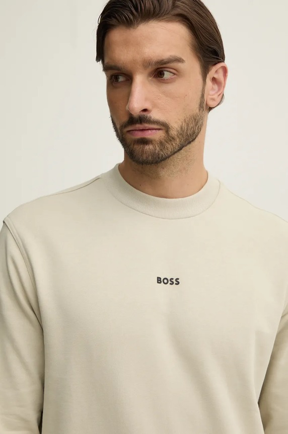 Βαμβακερή μπλούζα Boss Orange San Jared-C στάμπα μπεζ 50514541