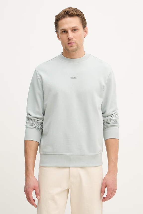 BOSS Orange bluza bawełniana WeSmallcrew bawełna szary 50514541