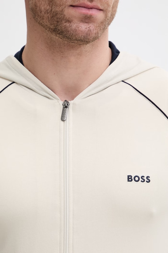 BOSS hanorac cu fermoar și glugă pentru bărbați din bumbac cu elastan Mix&Match Jacket H 50515313 bej