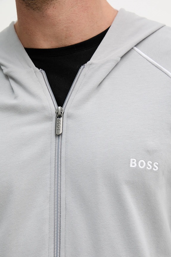 BOSS μπλούζα με κουκούλα και κουμπιά ανδρική βαμβακερή με ελαστάν Mix&Match Jacket H 50515313 γκρί