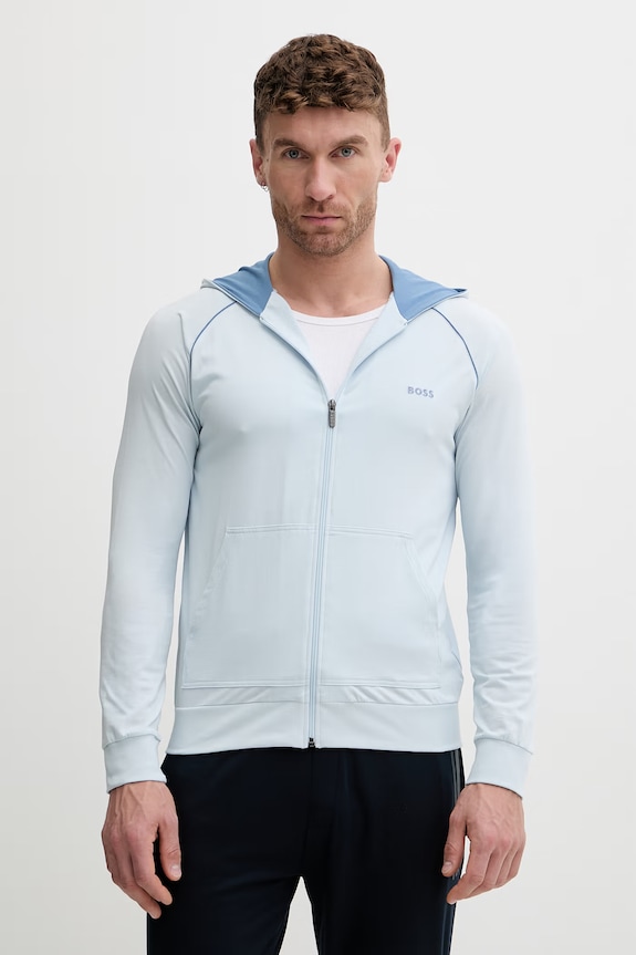 BOSS jopica s kapuco moška bombažna z elastanom Mix&Match Jacket H modra 50515313