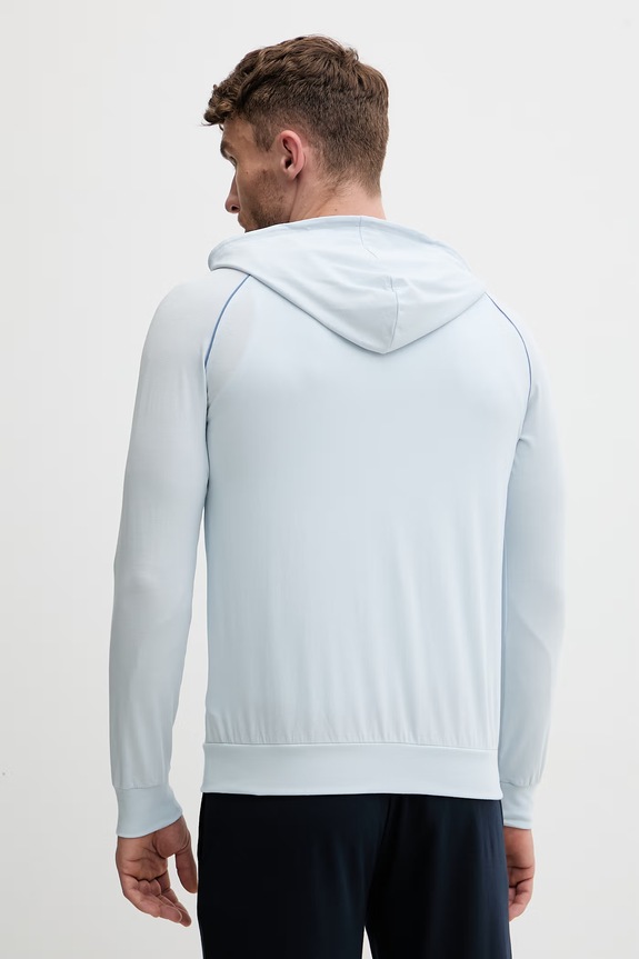 Oblačila BOSS jopica s kapuco moška bombažna z elastanom Mix&Match Jacket H 50515313 modra