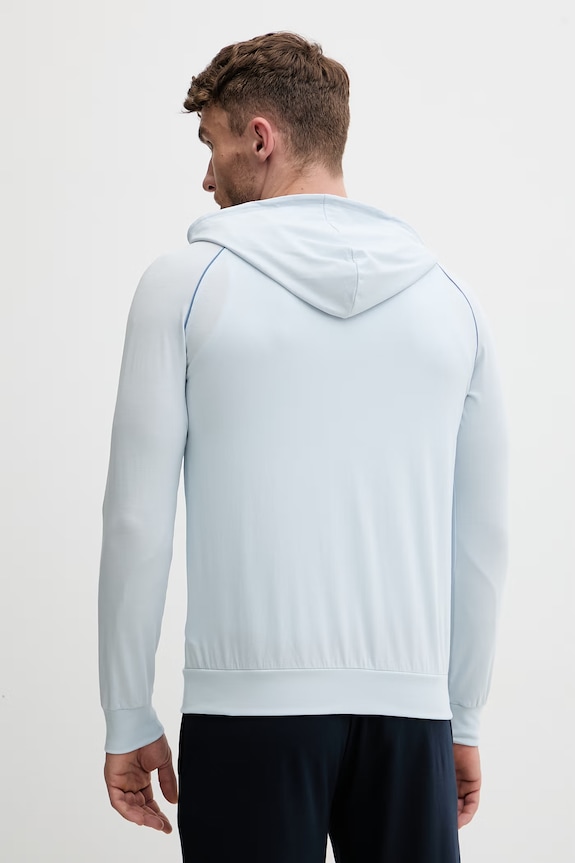 Oblačila BOSS jopica s kapuco moška bombažna z elastanom Mix&Match Jacket H 50515313 modra