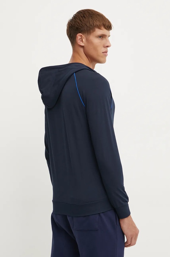 BOSS mikina na zips s kapucňou pánska bavlnená s elastanom Mix&Match Jacket H 50515313 tmavomodrá SS26