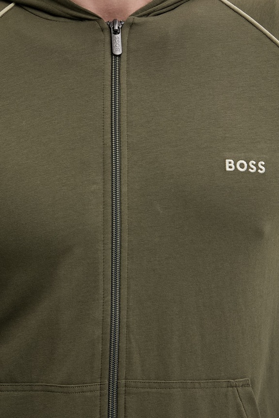 BOSS кофта на замке с капюшоном для мужчин из хлопка с эластаном Mix&Match Jacket H 50515313 зелёный