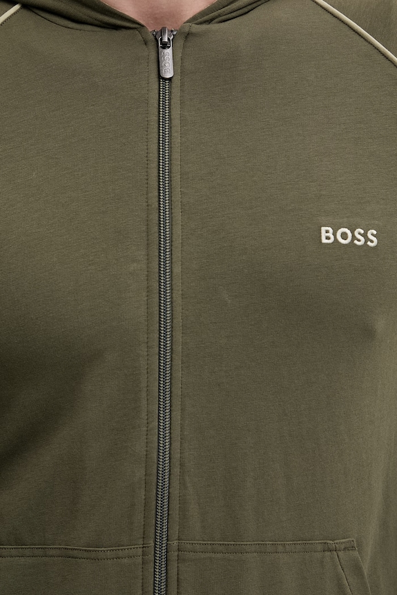 BOSS кофта на замке с капюшоном для мужчин из хлопка с эластаном Mix&Match Jacket H 50515313 зелёный
