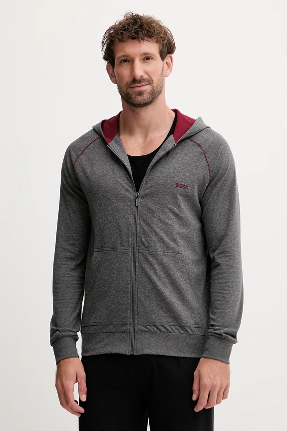 Mikina s kapucňou BOSS Mix&Match Jacket H sivá 50515313