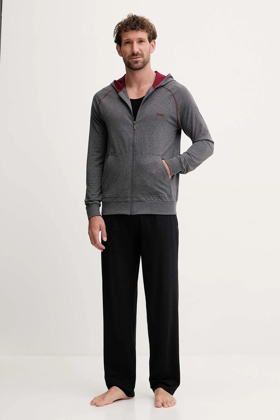 Mikina s kapucňou BOSS Mix&Match Jacket H 50515313 sivá SS26