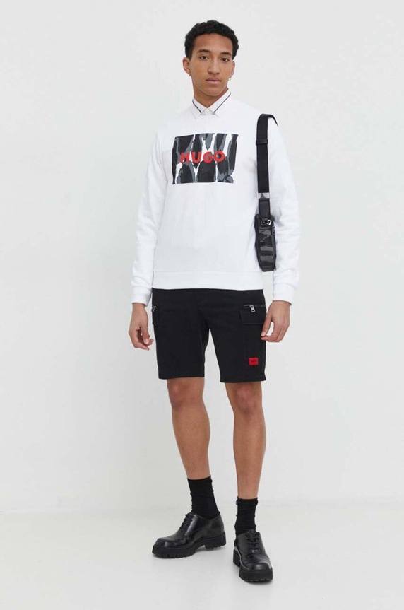 HUGO bluza bawełniana 50513335 biały SS24
