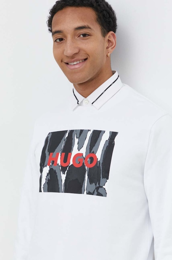 HUGO bluza bawełniana biały 50513335
