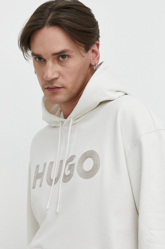 HUGO bluza bawełniana beżowy 50509975
