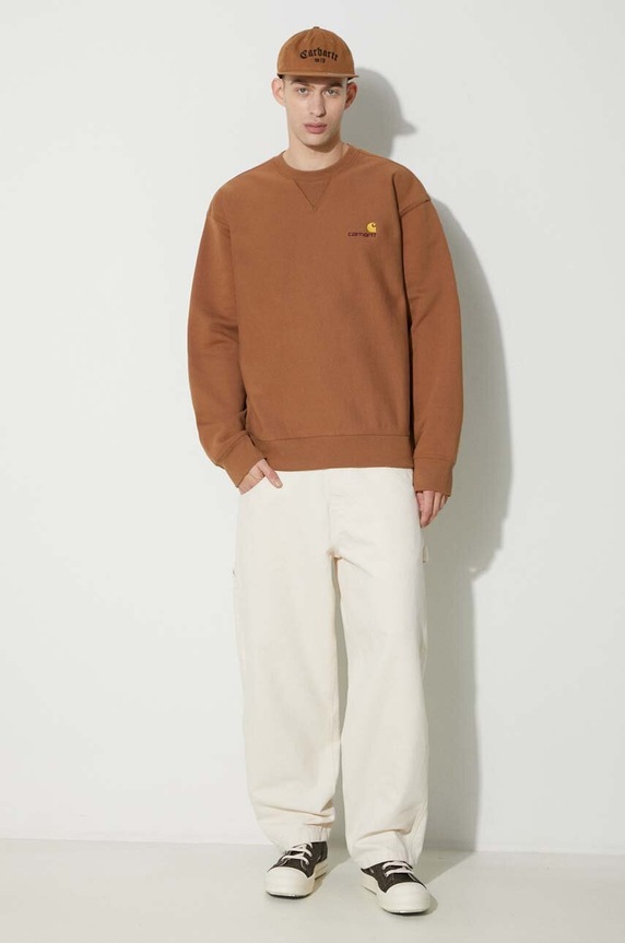 Carhartt WIP bluză American Script Sweat I025475.HZXX maro AW25