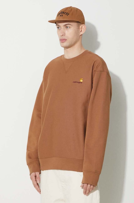 Carhartt WIP bluză American Script Sweat maro I025475.HZXX