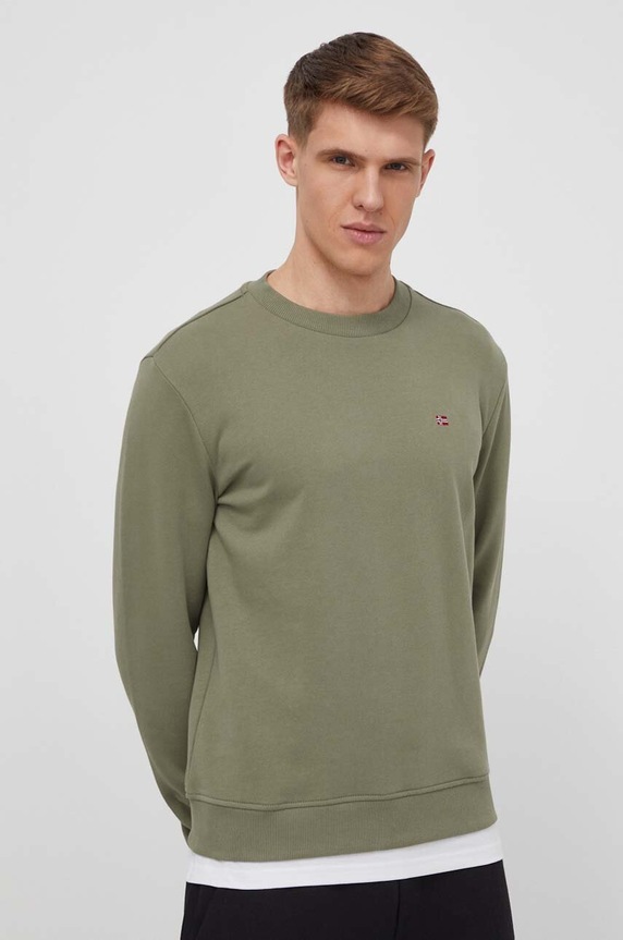 Βαμβακερή μπλούζα Napapijri Balis Crew Balis Crew βαμβάκι πράσινο NP0A4H89GAE1