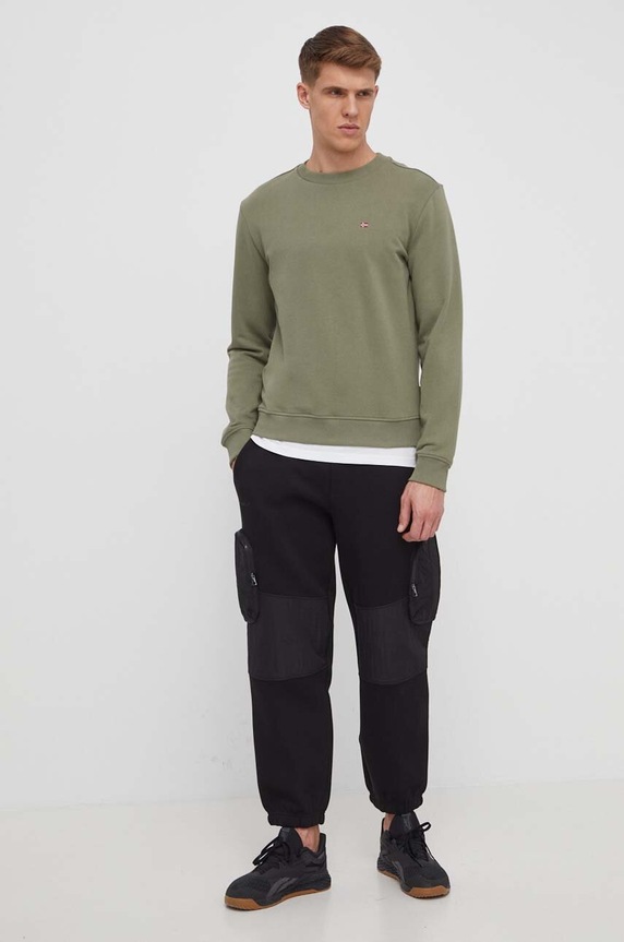 Βαμβακερή μπλούζα Napapijri Balis Crew Balis Crew NP0A4H89GAE1 πράσινο SS24