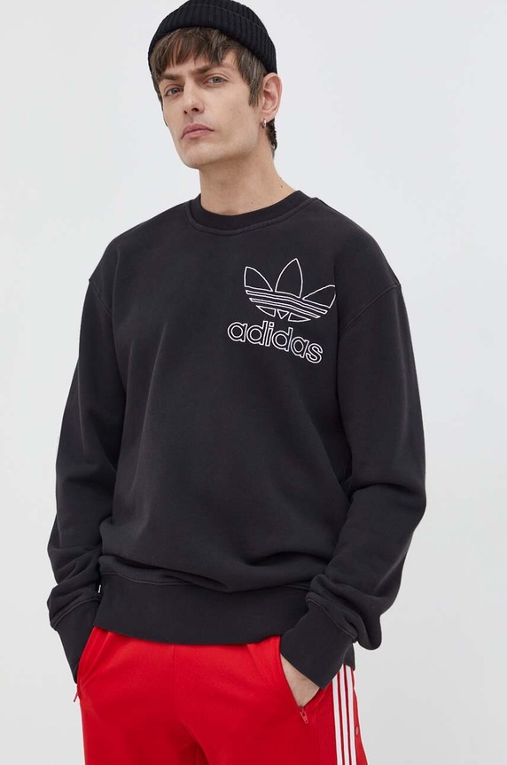 Pamučna dukserica adidas Originals natpis crna IU2350