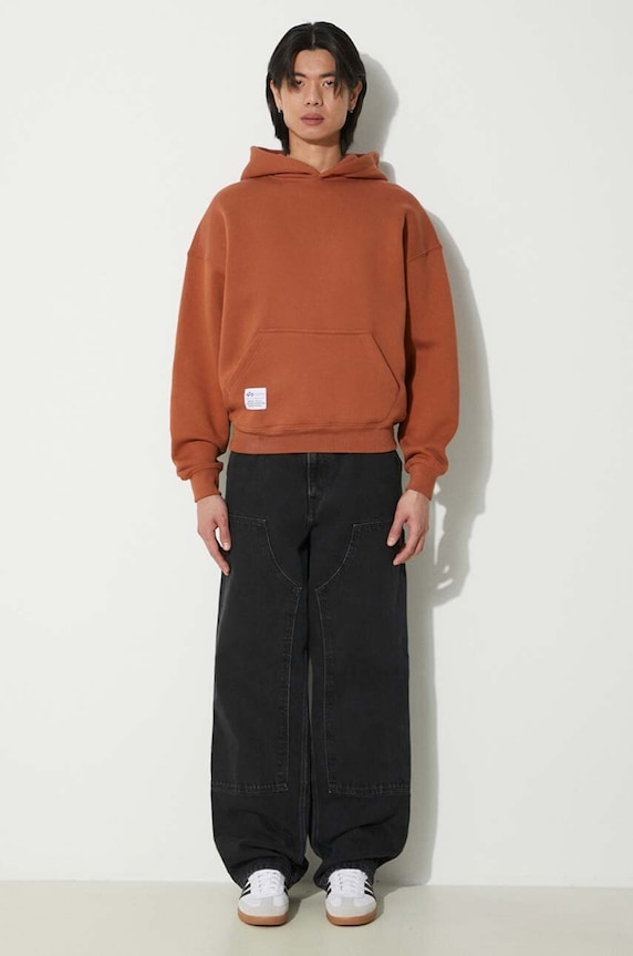 Суичър Alpha Industries Logo BP Hoody 146336 кафяв AW24