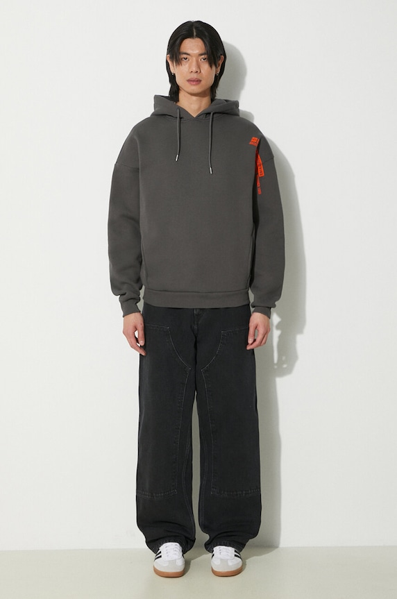 Alpha Industries sweatshirt Flock Logo Hoody 146340. gray SS24